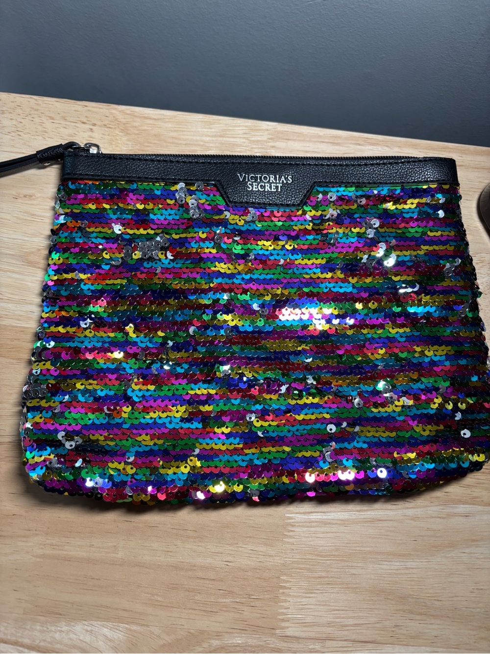 Victoria’s Secret Colorful Sequin Sparkle Wristlet Clutch Purse Cosmetic Bag